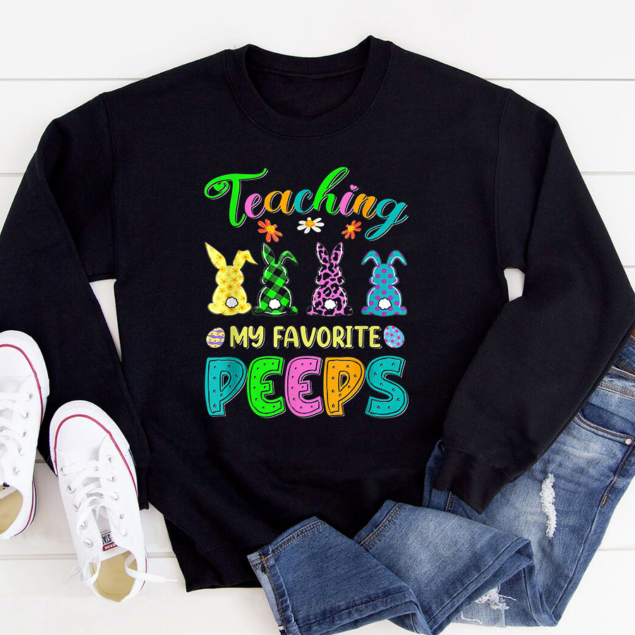 Easter Shirt Teaching My Favorite Peeps Easter Day Funny Teacher Presents T-Shirt Funny Easter Gift For Girls and Women