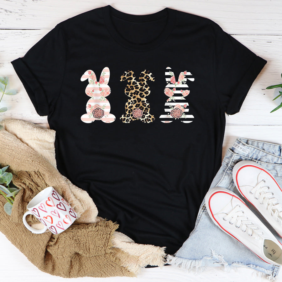 Easter Shirt Leopard Easter Bunny Rabbit Trio Cute Easter T-Shirt Funny Easter Gift