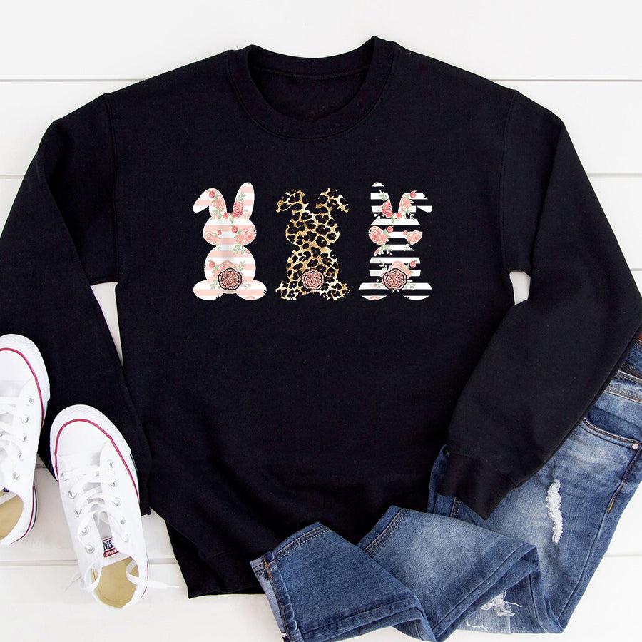 Easter Shirt Leopard Easter Bunny Rabbit Trio Cute Easter T-Shirt Funny Easter Gift