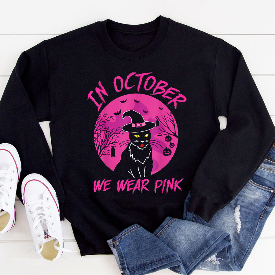 Breast Cancer Awareness Shirts In October We Wear Pink Cute Cat Breast Cancer Awareness T-Shirt