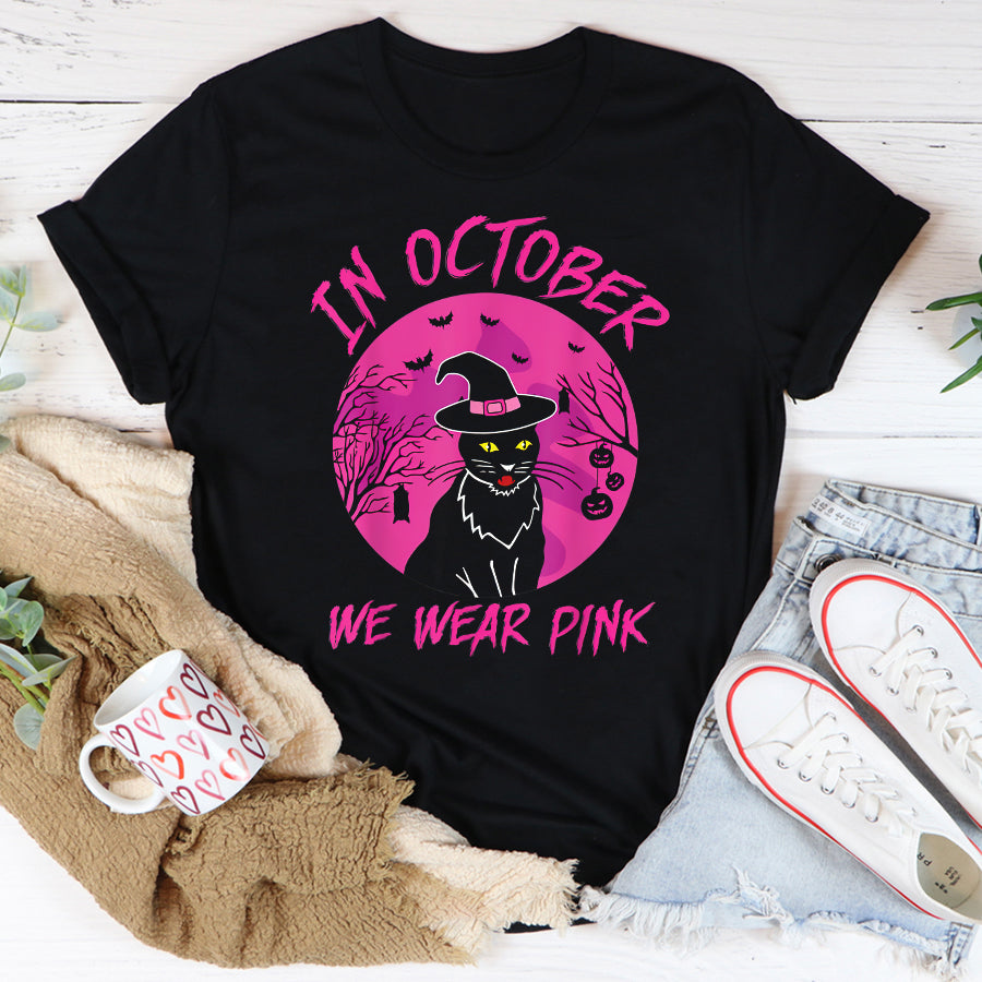 Breast Cancer Awareness Shirts In October We Wear Pink Cute Cat Breast Cancer Awareness T-Shirt