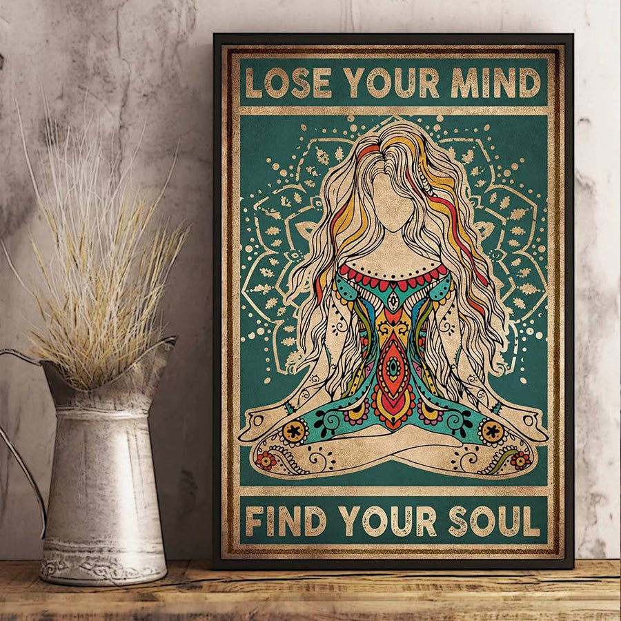 Lose your mind find your soul Yoga Poster,Yoga Wall Art, Gift Yoga Decor, Yoga Poses Poster, Gift for women, home decor